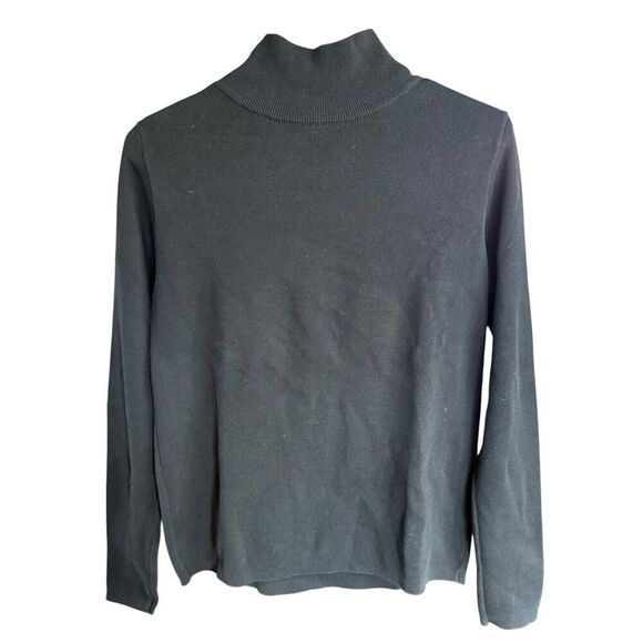 Peruvian Connection Sweater Women's Turtleneck Black Medium 100% Pima Cotton - Picture 1 of 7